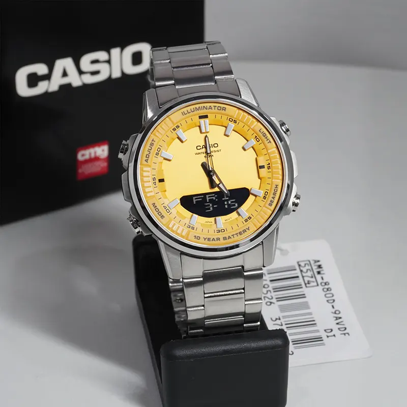 Casio Yellow Dial Sports Dual Time Men’s Watch  AMW-880D-9AV